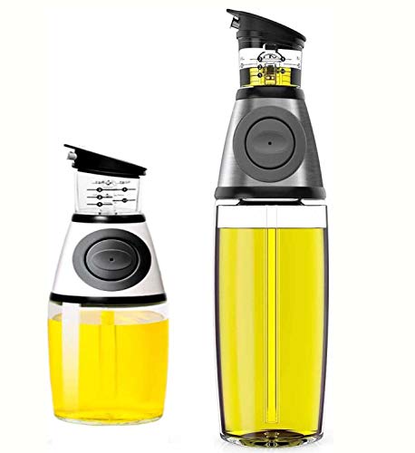 Forlisea Olive Oil Dispenser Bottle For Kitchen, Oil and Vinegar Cruet Dispenser with Measurements and Drip-Free Spout 500ml