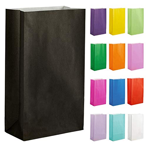 Thepaperbagstore 10 Sacs en Papier pour Cadeaux et Fêtes - Noir - 140x245x70mm