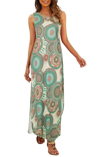 Image of Hount Women's Casual Summer Sleeveless Dress Loose Split Maxi Dresses with Pockets