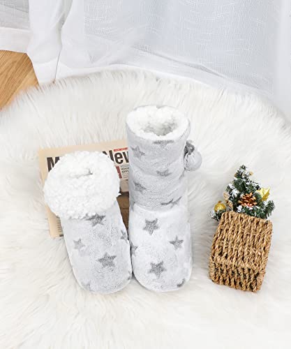 Image of DICUIRD Womens Fuzzy Slipper Socks Non Slip Soft Sole House Booties | Fluffy sherpa lined women slipper socks, non-slip soft sole, warm cozy indoor house booties for all-day daily wear
