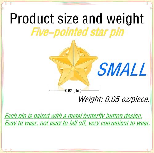 DISCAO 50/100/200/300/500 pieces small golden Star lapel pin Veterans Day Star pin Backpack Military Award pin Labor Day Fourth of July Memorial Day Star brooch costume decoration pins Clothes hats bulk2
