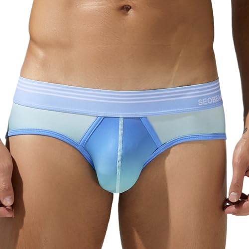 La Mejor Recopilación de Slips para Hombre . 42 Wayonge - Calzoncillos tipo calzones para hombre, sexy talle bajo con seda de hielo, Cian, M