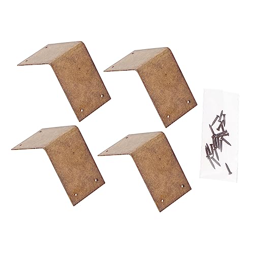 VILLCASE 4pcs Copper Corner Protector Brass Fasteners Right Angle Connector Bracket for Furniture