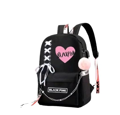 Gold CollectionPolyester Small Backpack Girls College/School/Tuition | Stylish & Elegant Look (Black & Pink)