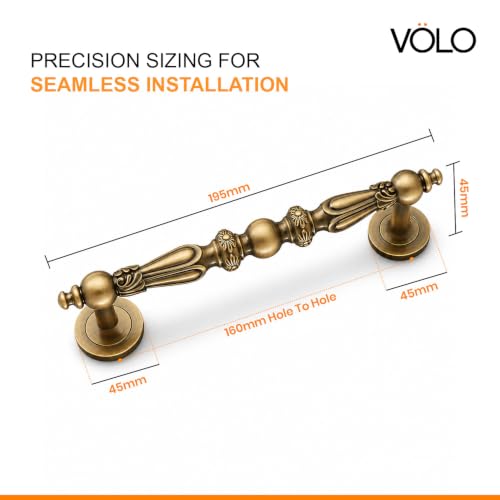 Image of VOLO Main Door Handle /Door Handles for Main Door /Glass Door Handle /Pull Handles, for Home /Office /Hotels (Antique Brass)(Rajwadi Handle) (8 inch (200 mm), 1)