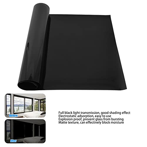Película para ventana de bloqueo total color negro 16.3 x 78.7 pulgadas miniatura 3