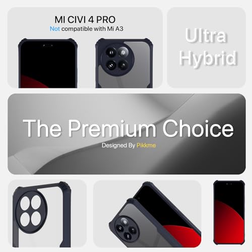 Image of Pikkme Back Cover | Crystal Clear Transparent Back | Ultra Hyrbid | Full Camera Protection | Raised Edge | Bumper Back Case for Xiaomi Civi 4 Pro 5G / Xiaomi 14 Civi 5G (Blue)