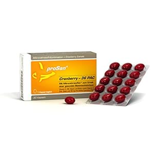 proSan Cranberry-36 PAC (30 Kapseln) | 3x stark: 36 mg Cranberry-PAC + Mikronährstoffe für die Blasenschleimhaut und ein…