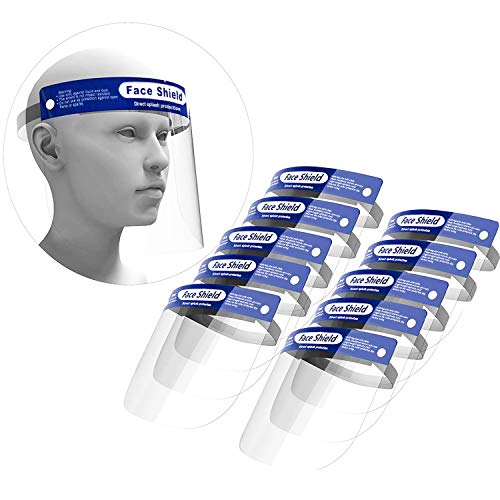 OKIAAS Safety Face Shield(10 Pcs)| Reusable Transparent Protective Visor with anti-fog and static treatment, Breathable Anti-saliva Full Face Cover for all-day use
