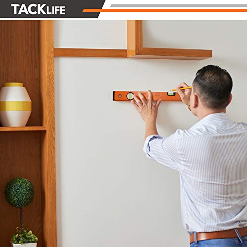 TACKLIFE Level 24-Inch Aluminum Alloy Magnetic Torpedo Level Plumb/Level/45-Degree, Measuring Shock Resistant Spirit Level with Standard and Metric Rulers