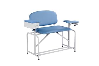 VivaComfort Blue 750 lbs Weight Capacity Bariatric Extra-Tall Blood Drawing Chair, Phlebotomy Bariatric Chair with Arms