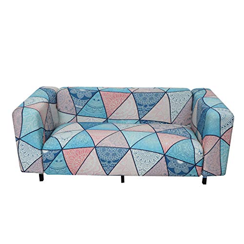 Image of House of Quirk Polyester Blend Universal Big Elasticity Flexible Stretch Triple Seater Prism Mandala Print Couch /Sofa Cover Slipcover (Multicolour, 185-230cm)