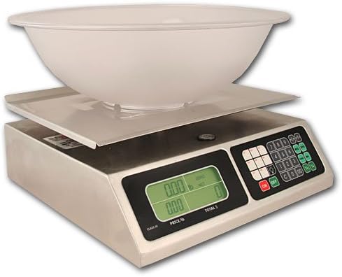 TORREY | 40 Lb. Capacity | Price Computing - Digital Retail Scale | LPC-40L | 11.8" x 8.7" Platform | ZIEIS BigTop 5 Quart NSF Polycarbonate Retail Bowl | Surge Protector | 0.01 Pound Accuracy