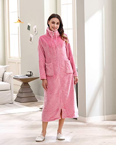 Richie House Women's Soft and Warm Fleece Robe with Zipper Size S-XL RHW28562
