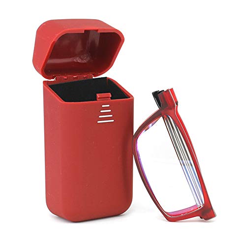 KoKoBin Pieghevole Anti Luce Blu Occhiali da Lettura Per uomo e donna con fionda specchio telescopico gambe con una scatola portatile Per viaggiare (rosso, 2.0)