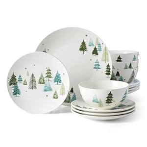 Lenox Balsam Lane 12-Piece Dinnerware Set, 17.55 LB, Green Lenox Balsam Lane 12 Piece Dinnerware Set 1755 LB Green