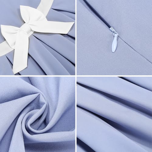 ODIZLI Kids Girls 1950s Retro Vintage Dress Short Puff Sleeve Contrast Panel Swing Party Dresses4