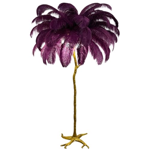 Lampe de sol nordique avec variateur et plumes d'autruche lumineuses - 2