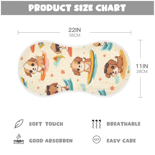 Bolaz Baby Burp Cloths 2 Pack,Surfboard Dog Pattern,Feeding Cloths Face Towel Super Absorbent Soft Cotton Burping Rags Feeding Bibs3
