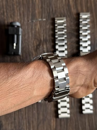 Image of Solid Steel Watch Band for 18mm-20mm 304 Solid Stainless Steel, Adjustable to Any Wrist Size, Comes With Length Adjustment Tool. with Deployment Clasp with Safety Lock.