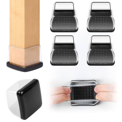 Ezprotekt Chair Leg Sliders for Carpet 8 Pcs Square Chair Glides for Carpet Carpet Furniture Pads Stool Leg Protectors Caps Carpet Furniture Glides Quickly and Easily (XL Fit: 1.5 - 2)