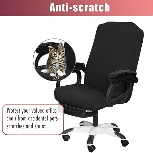 Image of SARAFLORA 2 Pack Office Chair Cover, Stretchable Desk Chair Cover Removable Computer Chair Cover for Office Chair with Zipper Universal Spandex Rotating Chair Cover Anti-dust Chair Slipcover,Black