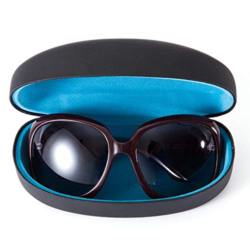 Image of TRIUMPH VISION Sunglasses Case Hard Shell Glasses Case Eyewear Eyeglasses | Sunglass Eyeglass Hard Case for Women and Men Metal PU Leather Lined Storage with Microfiber Cleaning Cloth Protection