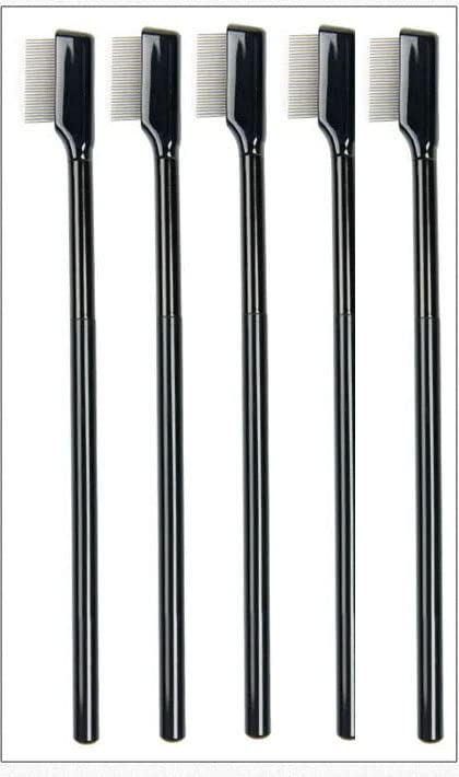 Eyelash,Eyebrow or lashes Comb Brush Separator Mascara Applicator, Mascare Brushes with Metal Teeth,Reuseable Mascara Wands, Lash Separator Tool for Eyelashes Extension,Definer Eye Makeup Cosmetic,Mascara Brushes Tool with Comb Cover (5 Pack)