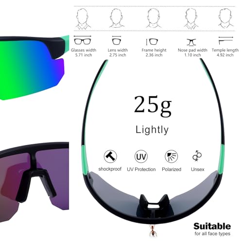 Image of BangLong Polarized Sports Sunglasses for Men Women UV400 Protection | TAC HD Lens, RX Insert Included, Lightweight Wrap-Around Design for Running Cycling Baseball Hiking