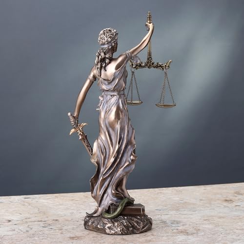 Unicorn Studio WU76457A4 Cardinal Virtues Our Lady of Justice Statue, 12-inch High, Cold Cast Bronze