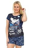 Harry Potter Pijama corto para mujer Hedwig Take Me Back to Hogwarts, azul, 44-46