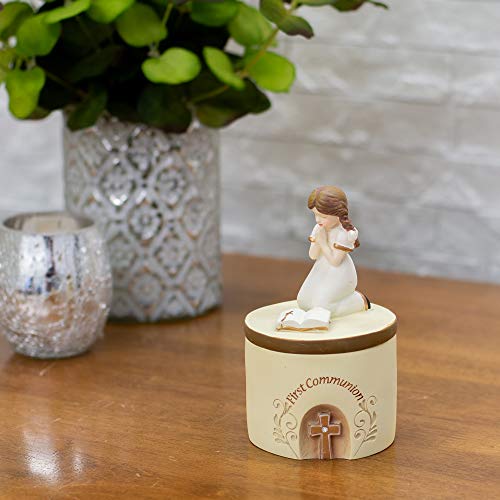 Alternative view of Dicksons First Communion Praying Girl Resin Stone 5 inch Keepsake Box