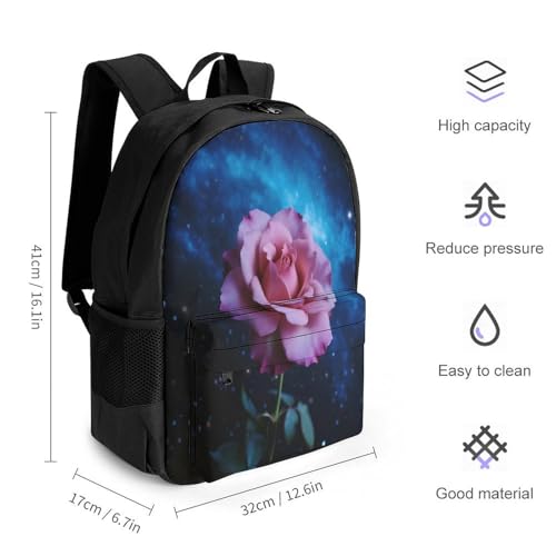 Supdreamc Backpack Anti-Theft Multipurpose Large Capacity Carry On Bag - Galaxy Flower Glitter Art Camping Outdoor Backpack With Side Pockets2