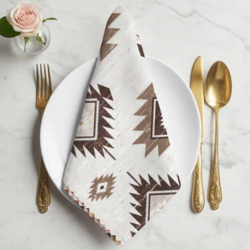 Servilletas de Tela Aztecas Brown Set de 6 20x20 in miniatura 2