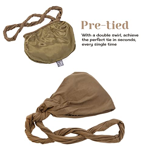 Silk Satin Lined Turban For Men Durag Head Wrap Pre-Tied Skull Cap Turbans For Women Sleeping Bonnet Halo Turban Sleep Cap Hair Cover Soft Night Hat Hair Wrap Bamboo Outer Material Olive Green #TOP5