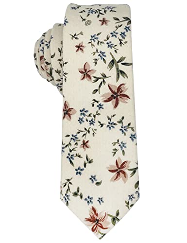 Image of Kebocis Mens Skinny Cotton Floral Tie for Men