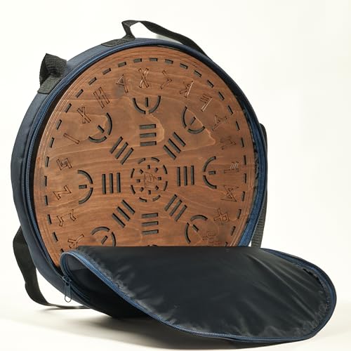 Nazar Drums Celtic Tree Water-Fall Disc — Wooden Ocean Drum with Engraved Celtic Tree Design, 16'' (40 cm) | Deep Ocean Waves & Waterfall Sound for Sound Bath, Meditation & Sleep | With Protective Bag