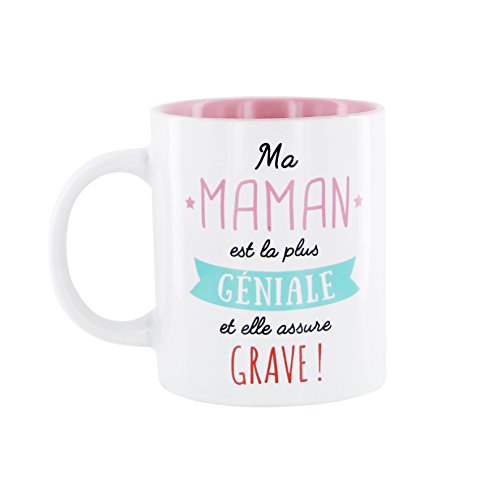 DITES LE AVEC DES MOTS MO0555 Mug Maman M12 Céramique Rose 12 x 8,20 x 9,70 cm