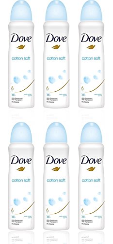 Dove Cotton Soft Antiperspirant Spray, International Version, 150ml (Pack of 6)