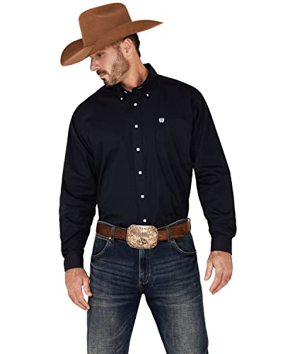 Cinch Western Shirt Mens Long Sleeve Open Pocket Logo Navy MTW1104667