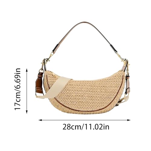 Handmade Woven Straw Crossbody Bag for Women, Beach Tote Bags for Women, Summer Slouchy Hobo Shoulder Crossbody Bag3