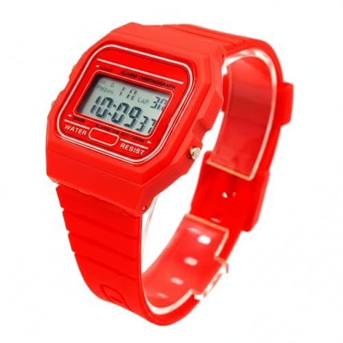 BDM - Reloj clásico Casiopea Original para Hombre Mujer, niña o niño de Pulsera Digital con Alarma. Un Regalo Vintage. - Rojo BDM - Reloj clásico Casiopea Original para Hombre Mujer, niña o niño de Pulsera Digital con Alarma. Un Regalo Vintage. - Rojo