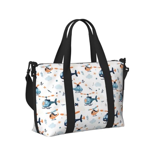 Laptop Tote Bag for Women Work - Cute Helicopter Print Overnight Weekender Bags for Women Travel, Gym Duffle Bag for Men, Personal Item Crossbody Travel Bags for Men Carry On