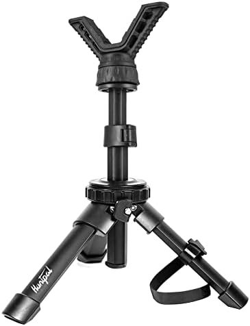 HUNTPAL Portable Shooting Tripod Rapid Shooting Stick Gun Rifle Rest for Shooting Range, Aluminum Compact Bench Shooting Stand with Height Adjustment Center Column & Removable 360° Rotate V Yoke