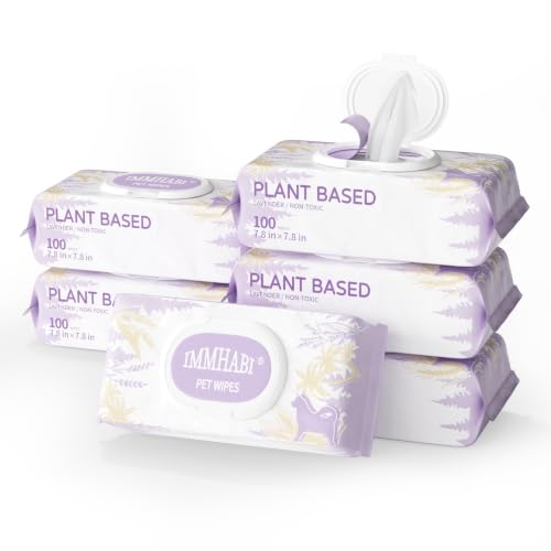 Image of IMMHABI 600 Count Lick-Safe Dog Wipes, Lavender Plant-Based Hypoallergenic Dog Wipes for Paws, Butt, and Anal Gland Care, Cleansing & Deodorizing for Puppies