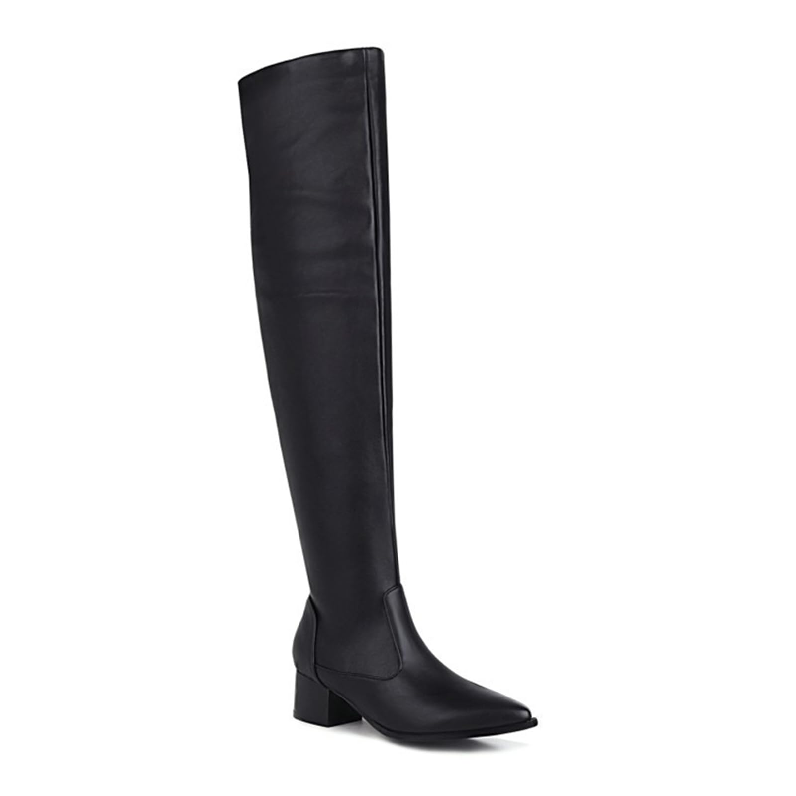 4.5CM / 1.77IN Talon épais Talon Bas sur Les Bottes de Genou Bottes en Cuir Verni pour Femmes Grande Taille