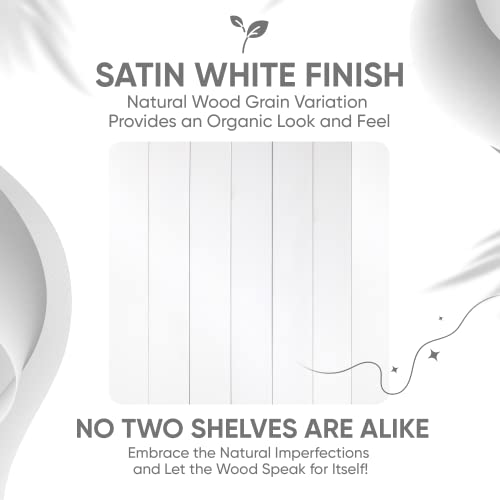 Homeforia White Floating Shelves For Wall, Premium Solid Wood White Bathroom Shelves, Small White Shelf For Bedroom, Heavy Duty Bracket, 16 X 6.5 X 1.75 Inch, Set Of 2 #TOP6