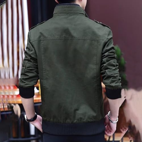 JEShifangjiusu Mens Long Sleeve Classic Fit Jeans Coat Zip Up Cargo Denim Jacket Casual Cowboy Outwear Coats ﻿3