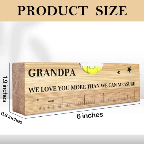 Fathers Day Birthday Gifts for Grandpa Dad from Daughter Son Wife Wooden Spirit Level Valentines Christmas Thank You Gifts Ideas for Daddy New Dad Papa Grandpa