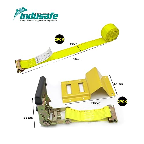 Indusafe Wheel Chock Tie Down Kit Trailer Tire Straps System for ATV, UTV, Lawn Mower and More